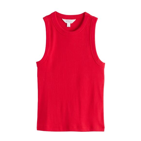 Market & Spruce Molli Ribbed High Neck Tank Top β Red, Size M - Picture 1 of 6
